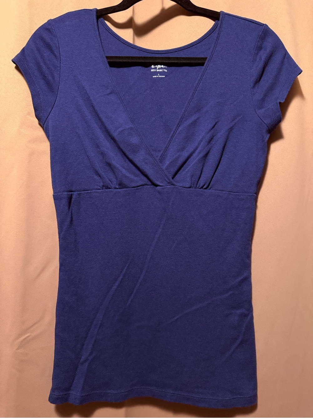Vintage Y2K Express Royal Blue Empire Waist V-Neck Top - L
